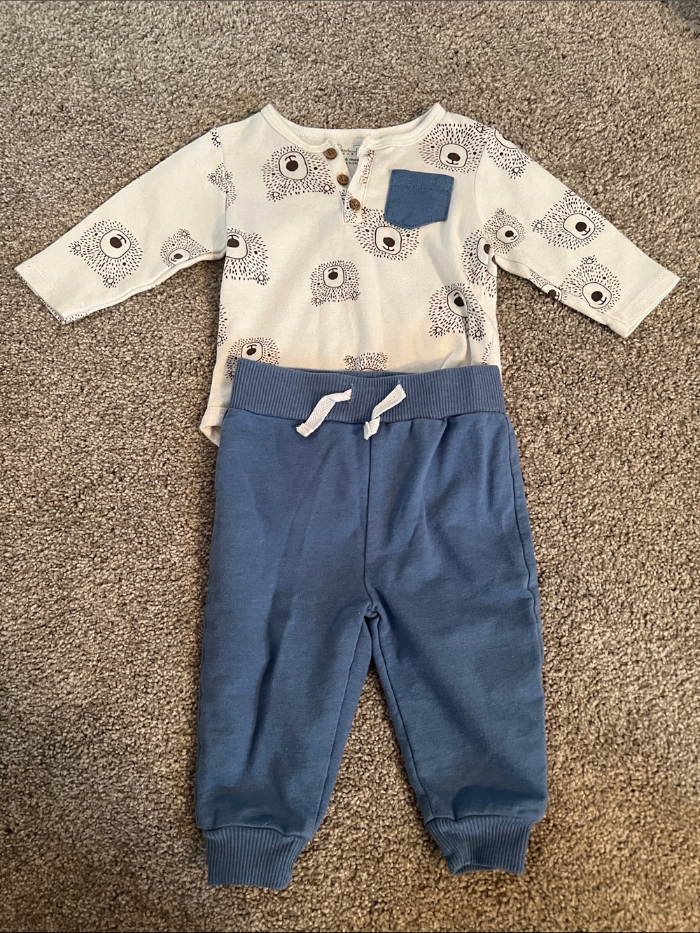 Rene Rofe Baby White and Blue Snap Front Onesie